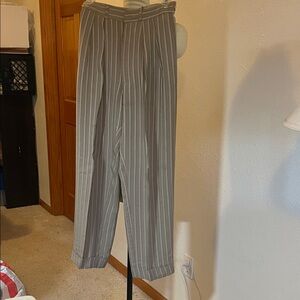 Chic Gray Striped Women's Trousers